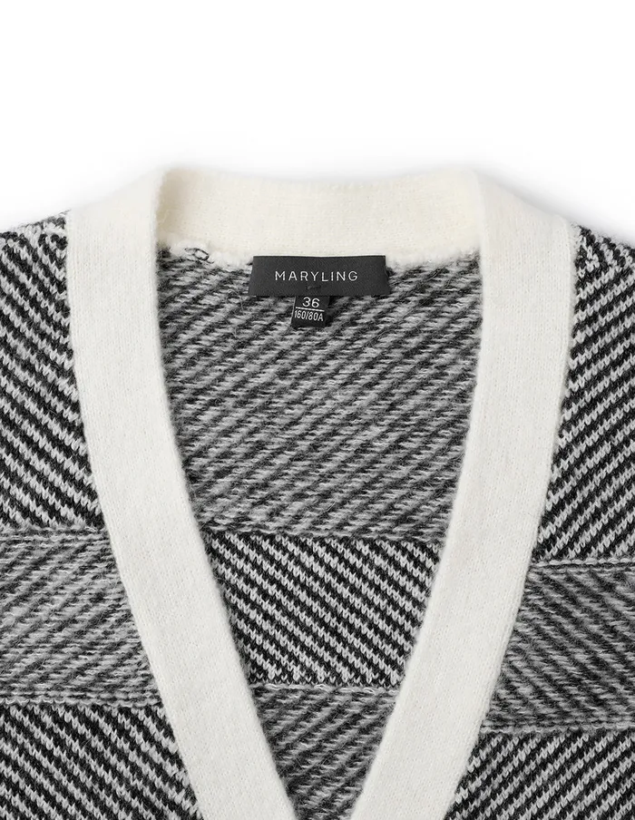 MARYLING Knitwear Gradient Light Gray Patterned Waisted Knitted Long Coat Grey 8211 Women MARYLING Knitwear Gradient Light Gray Patterned Waisted Knitted Long Coat Grey 8211 Women