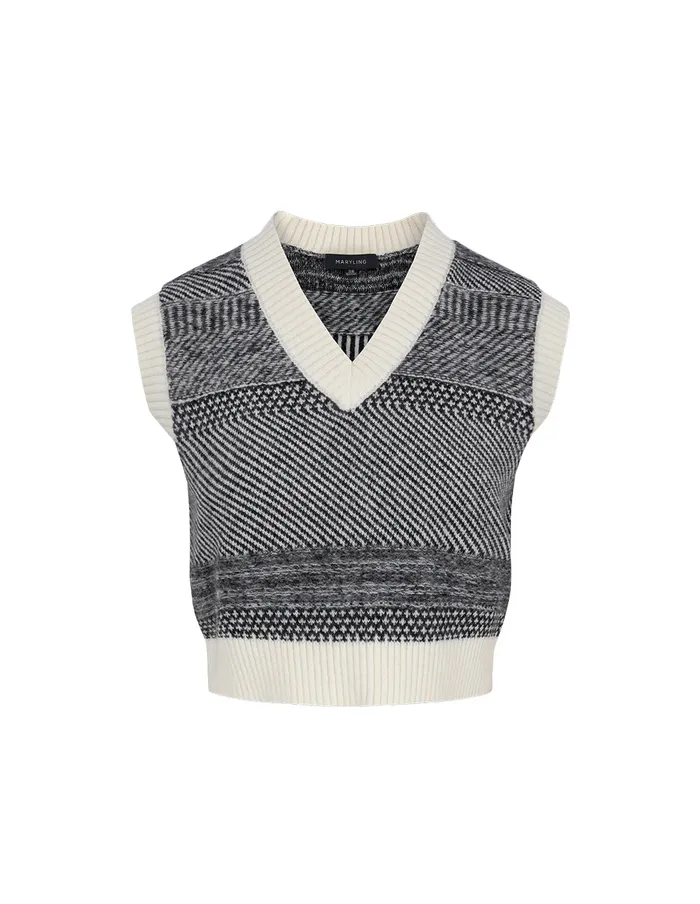 MARYLING Knitwear Gradient Light Grey VNeck Short Knit Vest Grey 8211 Women