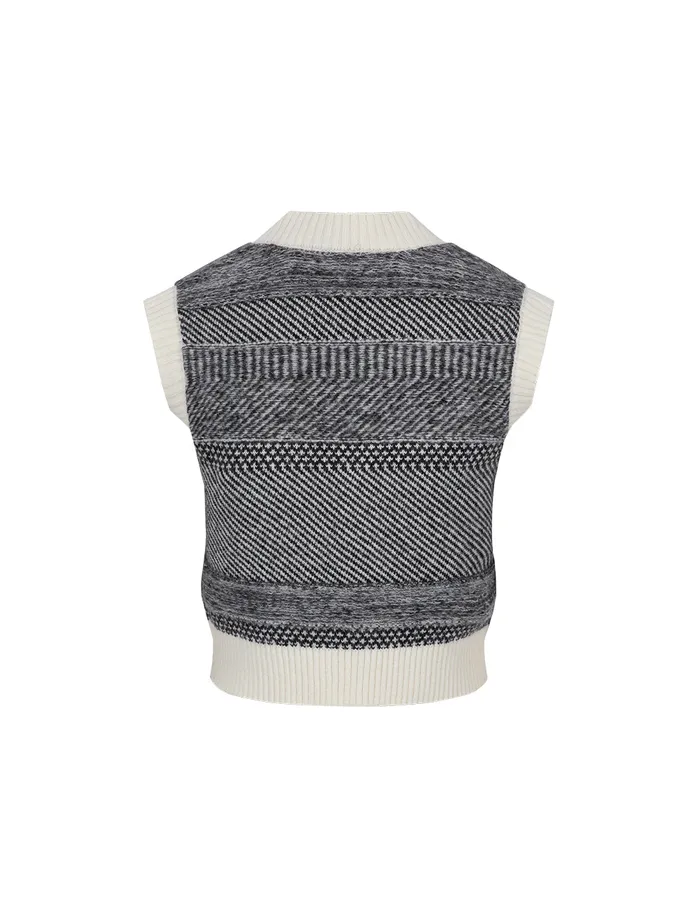MARYLING Knitwear Gradient Light Grey VNeck Short Knit Vest Grey 8211 Women MARYLING Knitwear Gradient Light Grey VNeck Short Knit Vest Grey 8211 Women