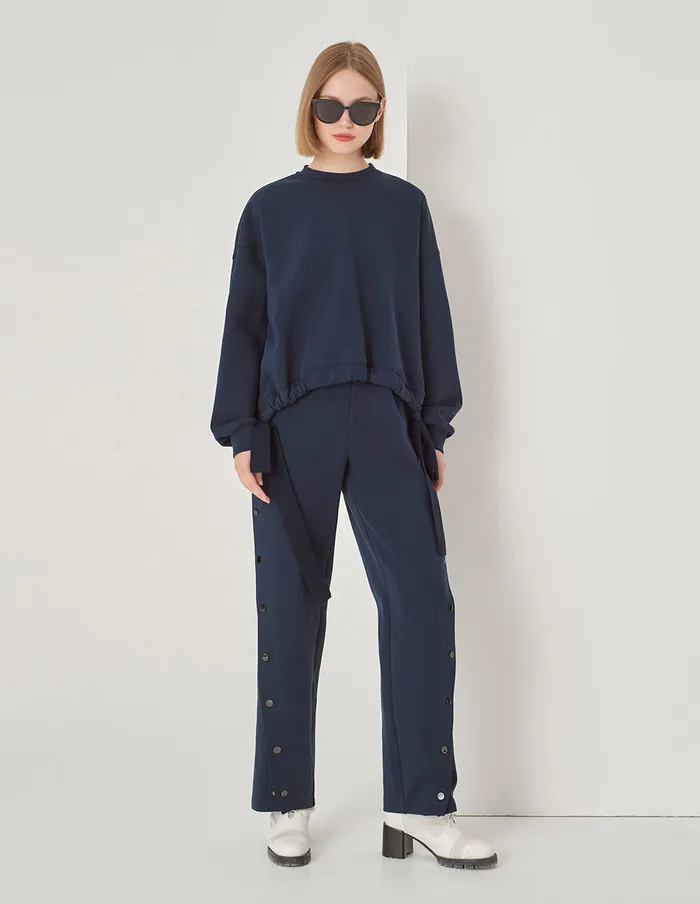 MARYLING Knitwear Navy Woolen LaceUp Space Cotton Sweatshirt Navy Blue 8211 Women MARYLING Knitwear Navy Woolen LaceUp Space Cotton Sweatshirt Navy Blue 8211 Women