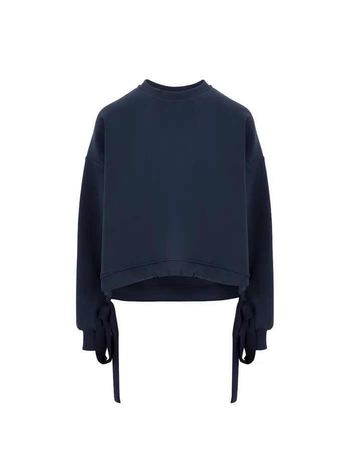 MARYLING Knitwear Navy Woolen LaceUp Space Cotton Sweatshirt Navy Blue 8211 Women MARYLING Knitwear Navy Woolen LaceUp Space Cotton Sweatshirt Navy Blue 8211 Women