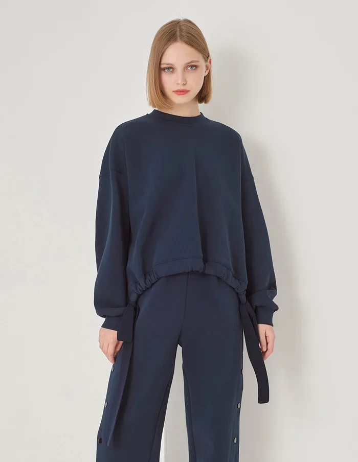 MARYLING Knitwear Navy Woolen LaceUp Space Cotton Sweatshirt Navy Blue 8211 Women MARYLING Knitwear Navy Woolen LaceUp Space Cotton Sweatshirt Navy Blue 8211 Women