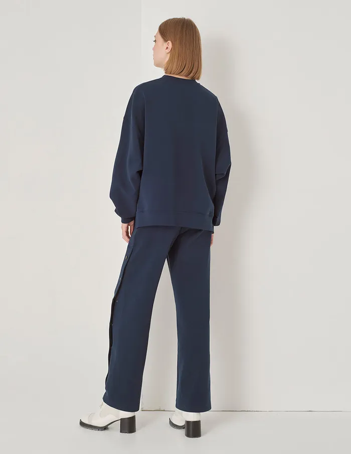 MARYLING Knitwear Navy Woolen LaceUp Space Cotton Sweatshirt Navy Blue 8211 Women MARYLING Knitwear Navy Woolen LaceUp Space Cotton Sweatshirt Navy Blue 8211 Women