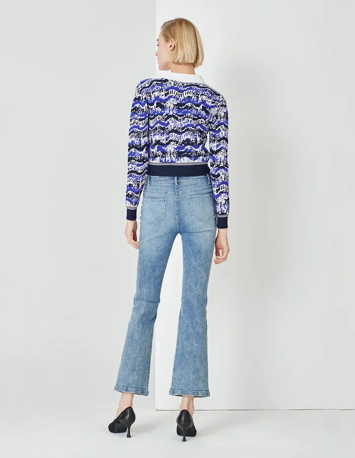 MARYLING Knitwear Night Coast False Collar Jacquard Knit Jacket Mix 8211 Women MARYLING Knitwear Night Coast False Collar Jacquard Knit Jacket Mix 8211 Women