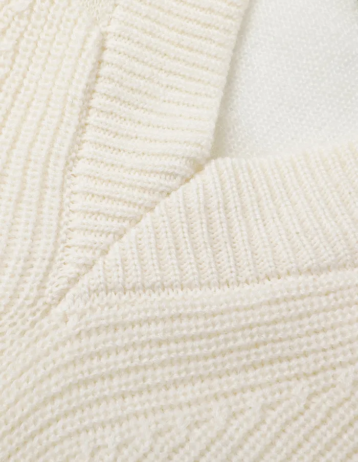 MARYLING Knitwear OffWhite VNeck Ruffled Knit Pullover Cream 8211 Women MARYLING Knitwear OffWhite VNeck Ruffled Knit Pullover Cream 8211 Women