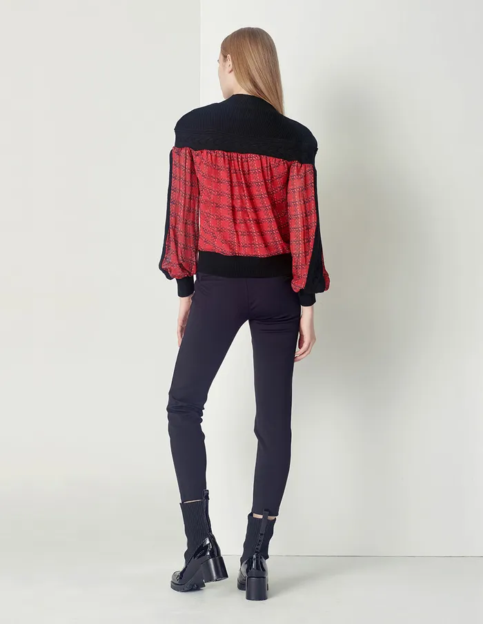 MARYLING Knitwear Red And Black Plaid Turtleneck Black Print Pullover Checks 8211 Women MARYLING Knitwear Red And Black Plaid Turtleneck Black Print Pullover Checks 8211 Women