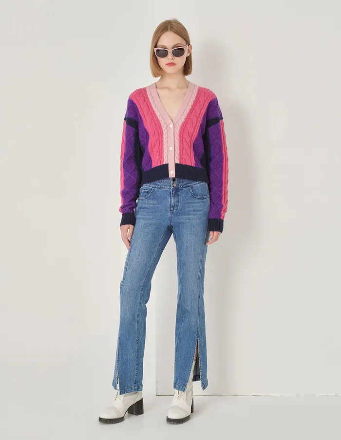 MARYLING Knitwear Rose Pink Gradient Knitted Cardigan Pink 8211 Women