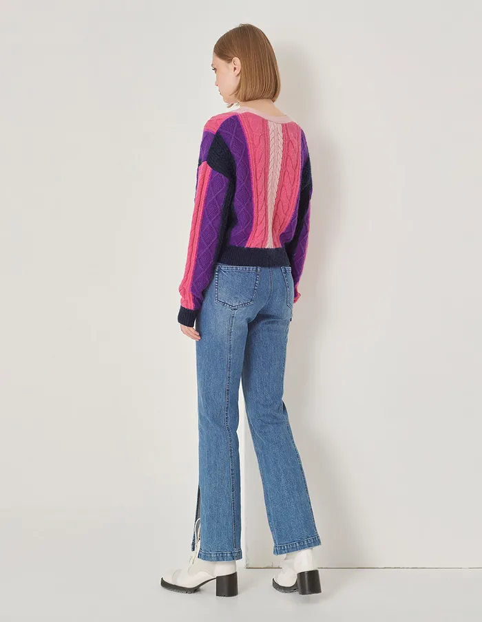 MARYLING Knitwear Rose Pink Gradient Knitted Cardigan Pink 8211 Women MARYLING Knitwear Rose Pink Gradient Knitted Cardigan Pink 8211 Women