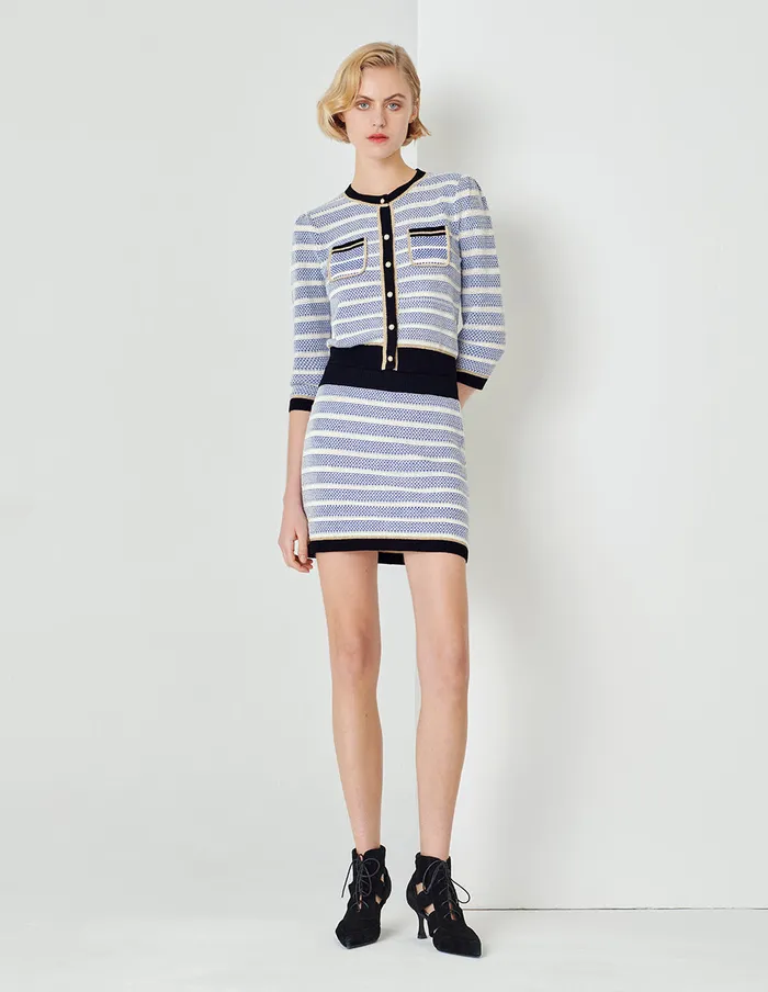MARYLING Knitwear Round Neck Striped MidSleeve Knitted Cardigan Mix 8211 Women MARYLING Knitwear Round Neck Striped MidSleeve Knitted Cardigan Mix 8211 Women