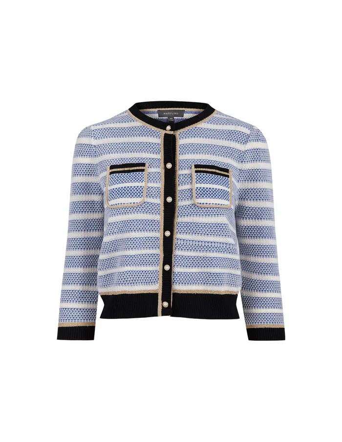 MARYLING Knitwear Round Neck Striped MidSleeve Knitted Cardigan Mix 8211 Women MARYLING Knitwear Round Neck Striped MidSleeve Knitted Cardigan Mix 8211 Women