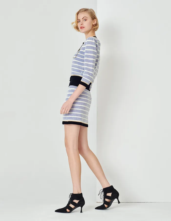 MARYLING Knitwear Round Neck Striped MidSleeve Knitted Cardigan Mix 8211 Women MARYLING Knitwear Round Neck Striped MidSleeve Knitted Cardigan Mix 8211 Women