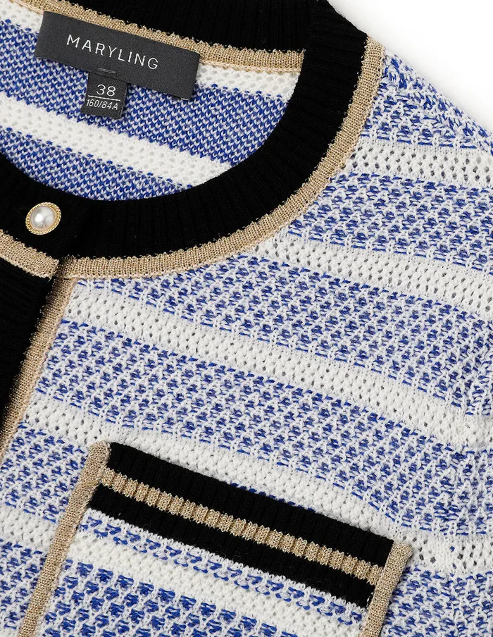 MARYLING Knitwear Round Neck Striped MidSleeve Knitted Cardigan Mix 8211 Women MARYLING Knitwear Round Neck Striped MidSleeve Knitted Cardigan Mix 8211 Women