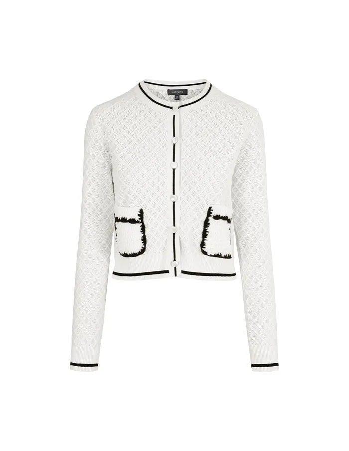 MARYLING Knitwear Round Neck White Knitted Cardigan Snow 8211 Women MARYLING Knitwear Round Neck White Knitted Cardigan Snow 8211 Women