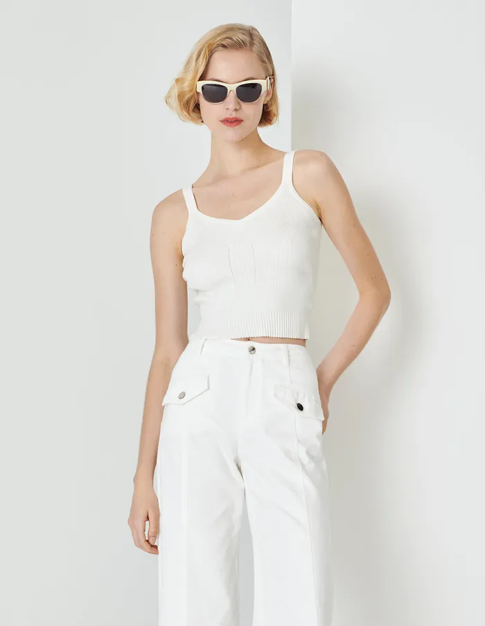 MARYLING Knitwear Sling Knitted Vest White 8211 Women MARYLING Knitwear Sling Knitted Vest White 8211 Women