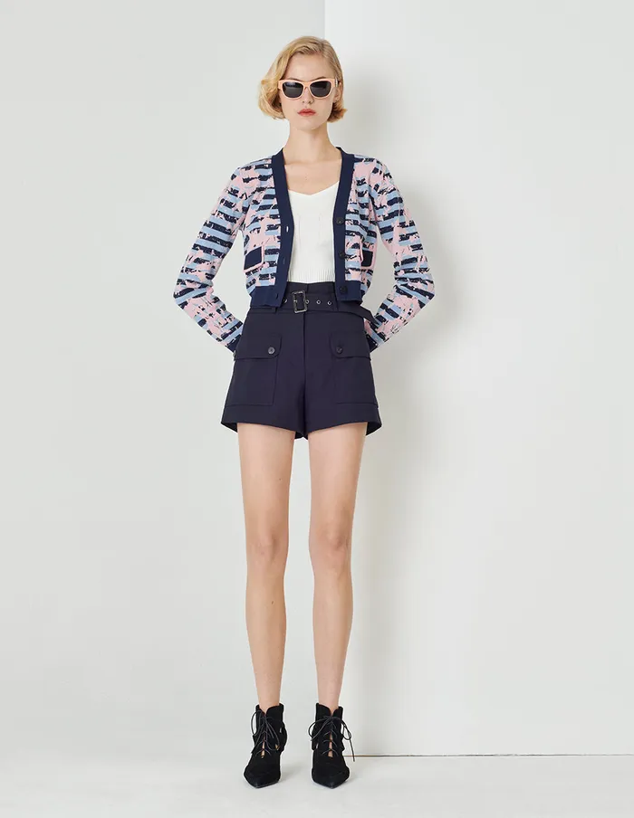 MARYLING Knitwear VNeck Jacquard Knitted Cardigan Mix 8211 Women
