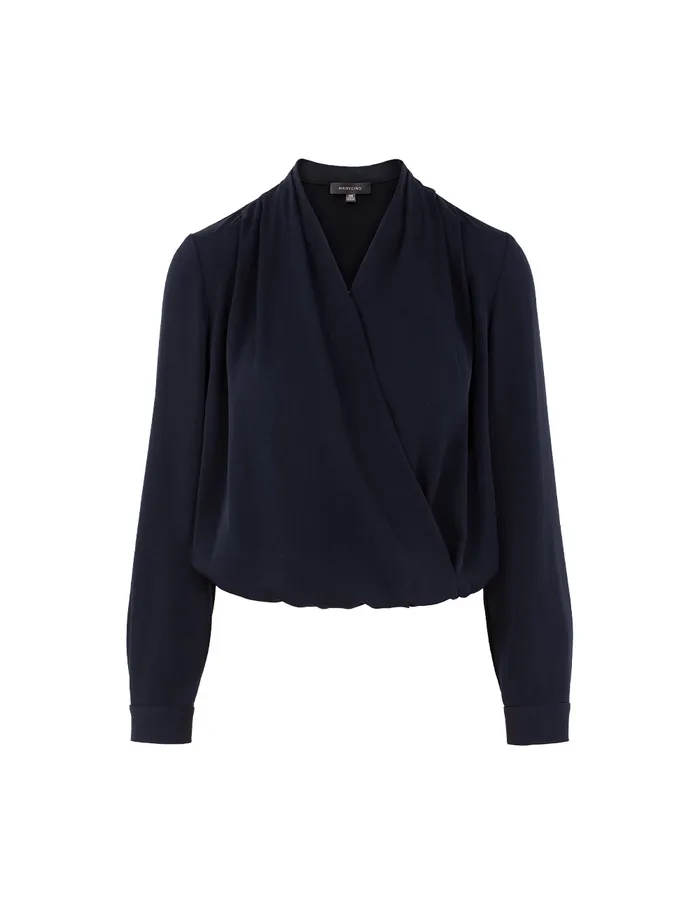 MARYLING Knitwear VNeck LongSleeve CrossFront Wrap Top Darkblue 8211 Women MARYLING Knitwear VNeck LongSleeve CrossFront Wrap Top Darkblue 8211 Women