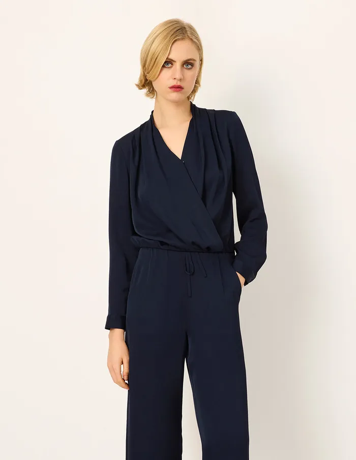 MARYLING Knitwear VNeck LongSleeve CrossFront Wrap Top Darkblue 8211 Women MARYLING Knitwear VNeck LongSleeve CrossFront Wrap Top Darkblue 8211 Women