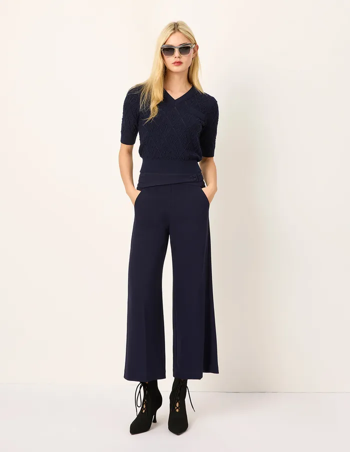 MARYLING Knitwear VNeck ShortSleeve Diamond Check Cardigan Darkblue 8211 Women MARYLING Knitwear VNeck ShortSleeve Diamond Check Cardigan Darkblue 8211 Women