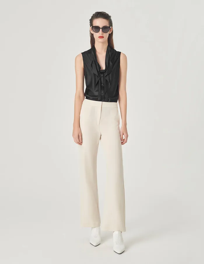 MARYLING Knitwear VNeck Silk Vest With Ruffles Chest Black 8211 Women