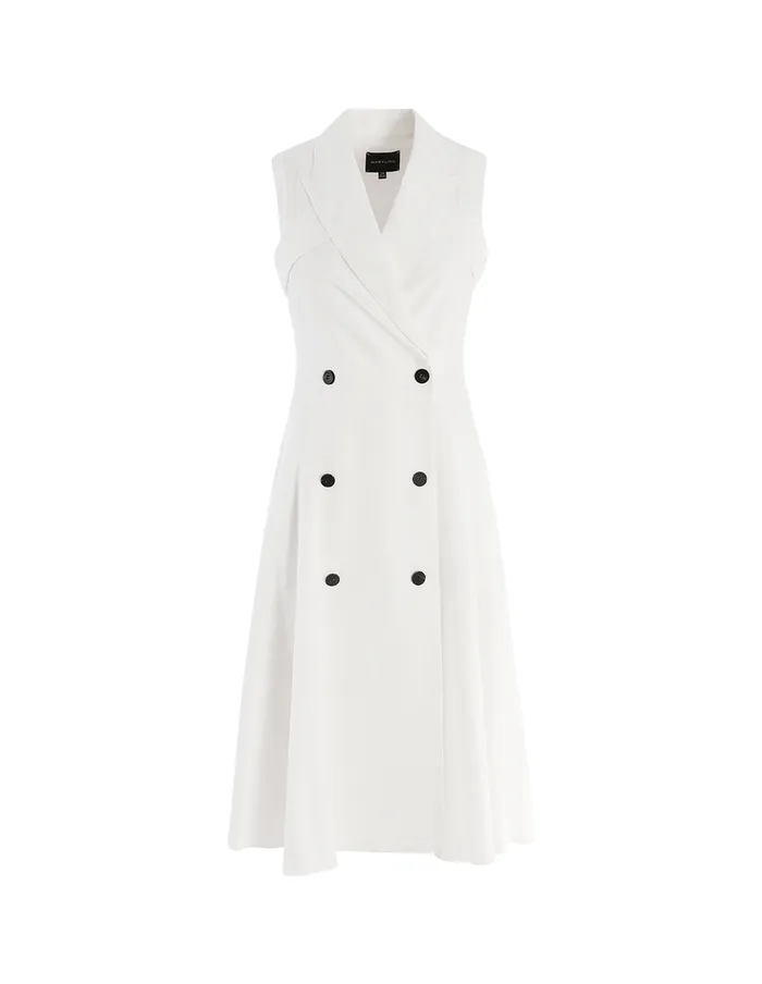 MARYLING Offce Dress White DoubleBreasted Suit Collar Swing Dress White 8211 Women MARYLING Offce Dress White DoubleBreasted Suit Collar Swing Dress White 8211 Women