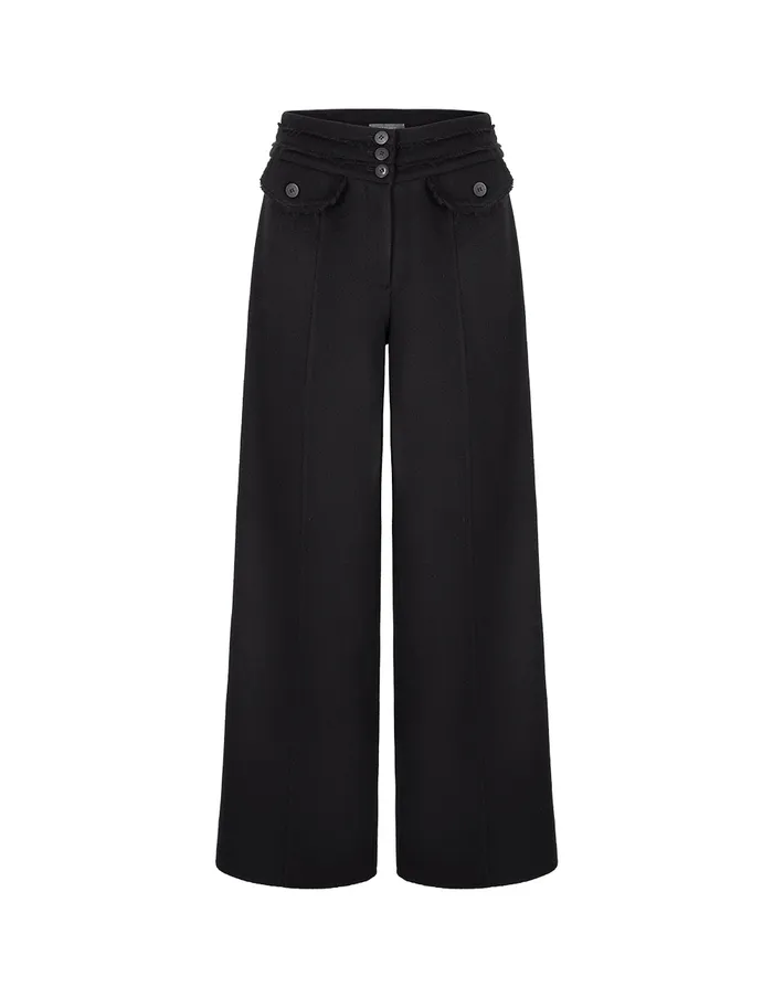 MARYLING Pants and Shorts Black Cropped WideLeg Pants With Pleated Waist Black 8211 Women MARYLING Pants and Shorts Black Cropped WideLeg Pants With Pleated Waist Black 8211 Women