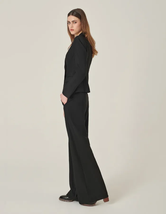 MARYLING Pants and Shorts Black Faux Wool WideLeg Pants Black 8211 Women MARYLING Pants and Shorts Black Faux Wool WideLeg Pants Black 8211 Women