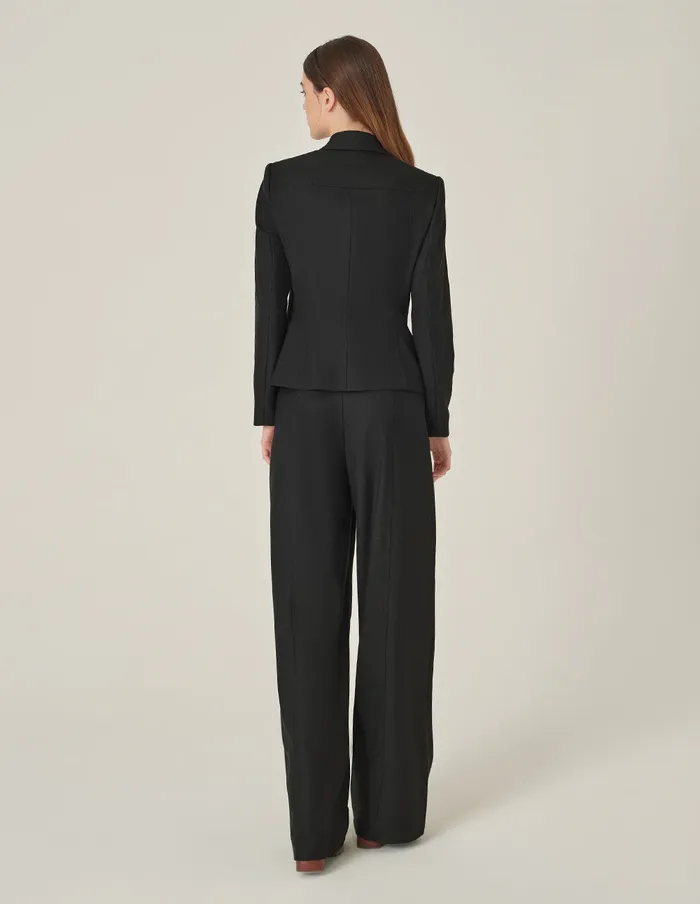 MARYLING Pants and Shorts Black Faux Wool WideLeg Pants Black 8211 Women MARYLING Pants and Shorts Black Faux Wool WideLeg Pants Black 8211 Women