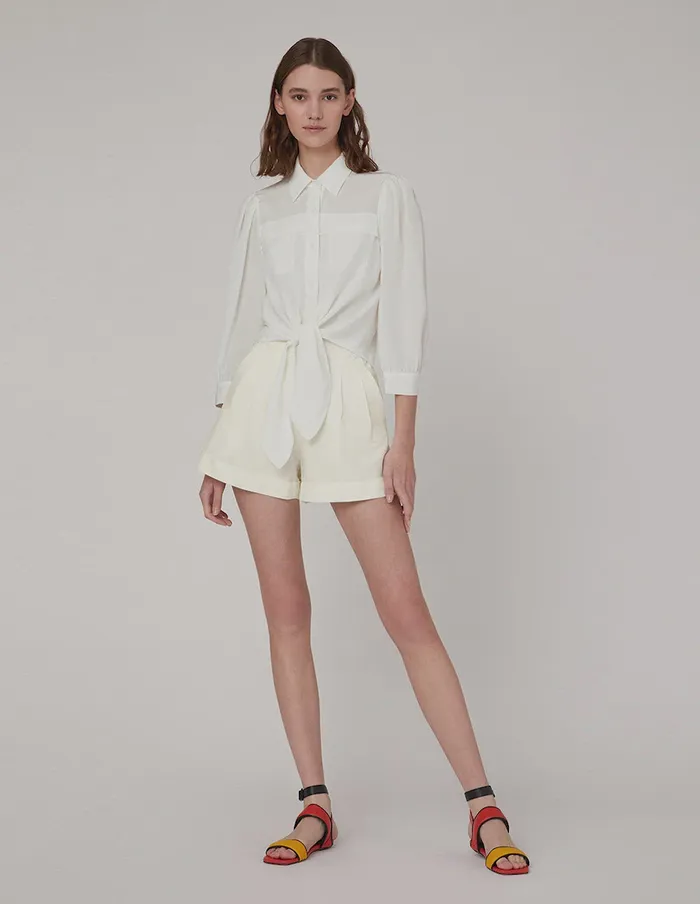 MARYLING Pants and Shorts Classic Ashaped Shorts White 8211 Women MARYLING Pants and Shorts Classic Ashaped Shorts White 8211 Women
