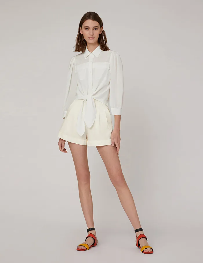MARYLING Pants and Shorts Classic Ashaped Shorts White 8211 Women MARYLING Pants and Shorts Classic Ashaped Shorts White 8211 Women