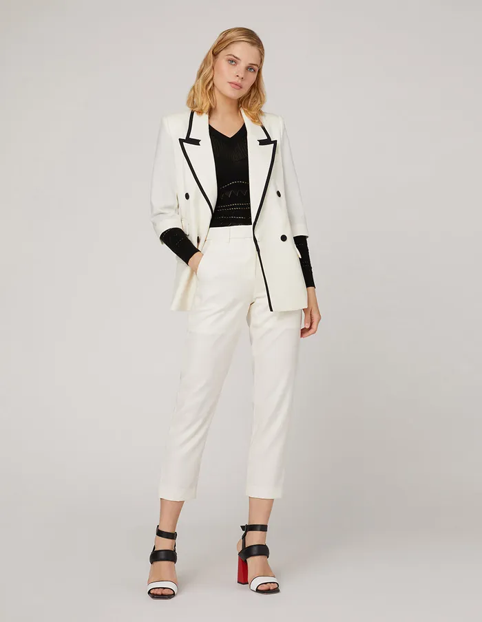MARYLING Pants and Shorts CROP LEG SUIT TROUSERS White 8211 Women