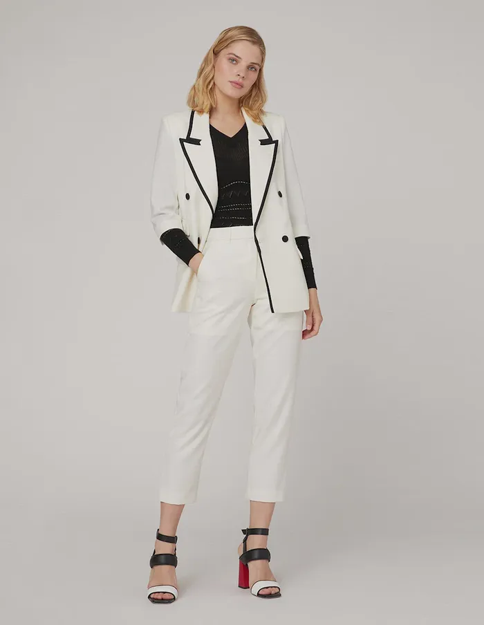 MARYLING Pants and Shorts CROP LEG SUIT TROUSERS White 8211 Women