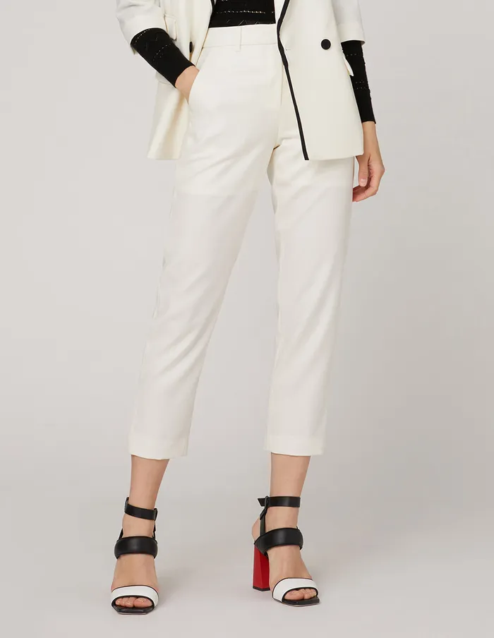 MARYLING Pants and Shorts CROP LEG SUIT TROUSERS White 8211 Women