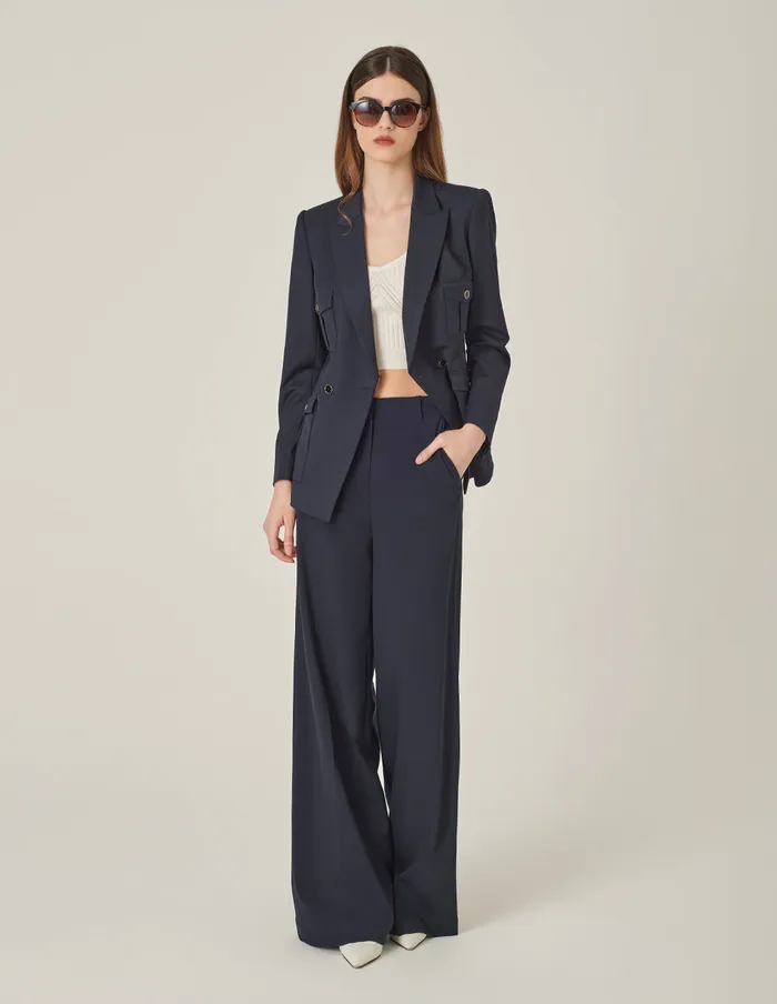 MARYLING Pants and Shorts Dark Blue Loose Straight Pants Midnight Blue 8211 Women MARYLING Pants and Shorts Dark Blue Loose Straight Pants Midnight Blue 8211 Women