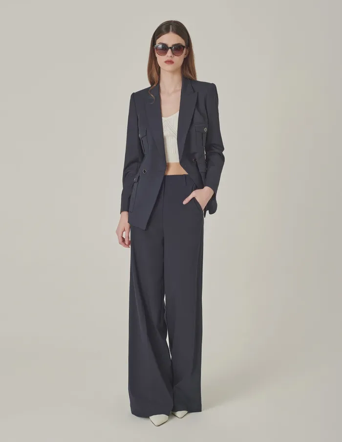 MARYLING Pants and Shorts Dark Blue Loose Straight Pants Midnight Blue 8211 Women MARYLING Pants and Shorts Dark Blue Loose Straight Pants Midnight Blue 8211 Women