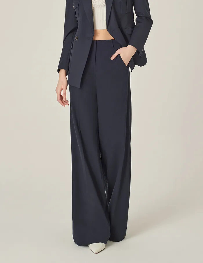 MARYLING Pants and Shorts Dark Blue Loose Straight Pants Midnight Blue 8211 Women MARYLING Pants and Shorts Dark Blue Loose Straight Pants Midnight Blue 8211 Women