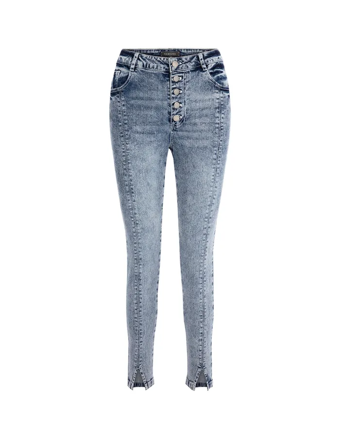 MARYLING Pants and Shorts Denim Blue Metal Decorative Buckle Skinny Denim Cropped Pants Blue 8211 Women MARYLING Pants and Shorts Denim Blue Metal Decorative Buckle Skinny Denim Cropped Pants Blue 8211 Women