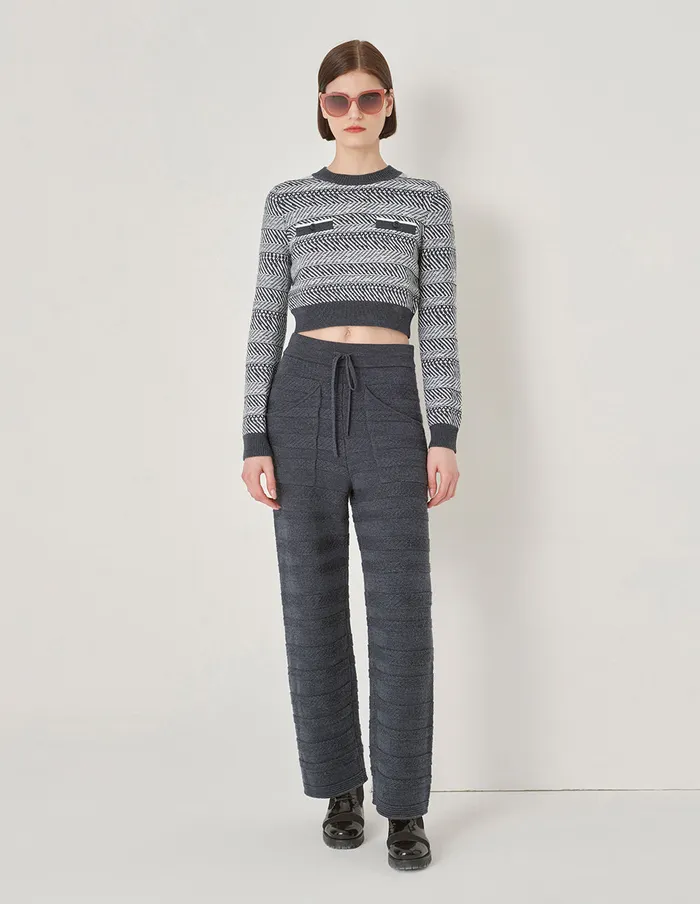 MARYLING Pants and Shorts Gradient Light Grey Pattern Knit Trousers Grey 8211 Women MARYLING Pants and Shorts Gradient Light Grey Pattern Knit Trousers Grey 8211 Women