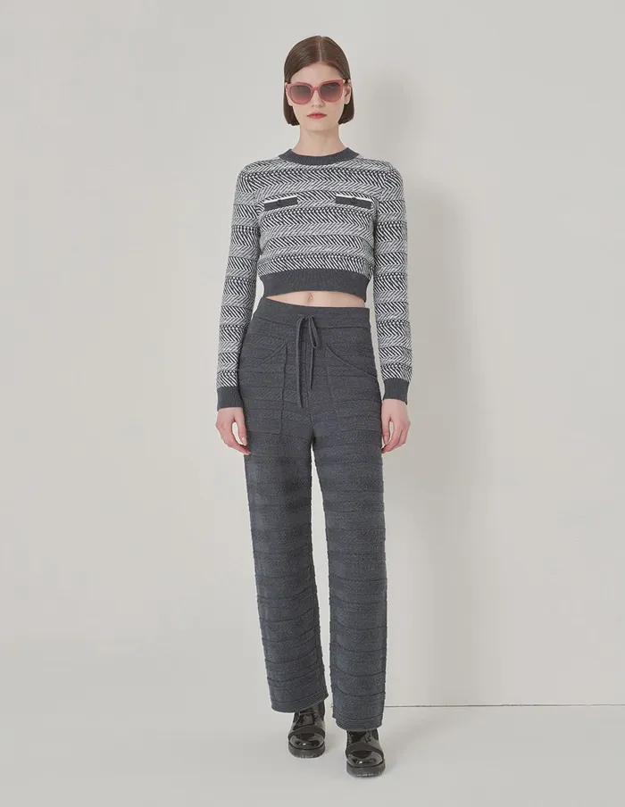 MARYLING Pants and Shorts Gradient Light Grey Pattern Knit Trousers Grey 8211 Women MARYLING Pants and Shorts Gradient Light Grey Pattern Knit Trousers Grey 8211 Women