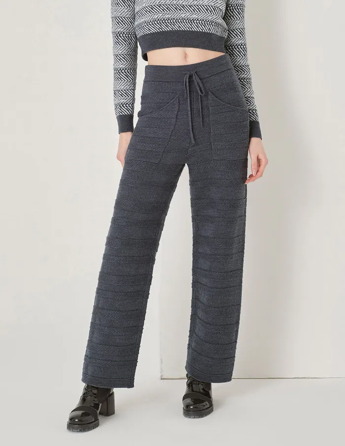MARYLING Pants and Shorts Gradient Light Grey Pattern Knit Trousers Grey 8211 Women MARYLING Pants and Shorts Gradient Light Grey Pattern Knit Trousers Grey 8211 Women