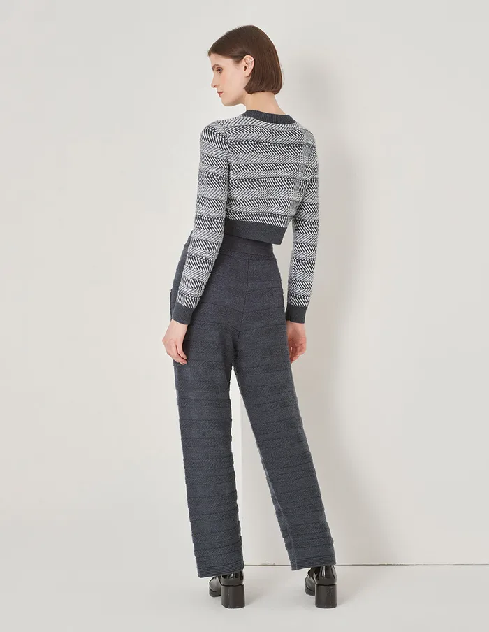 MARYLING Pants and Shorts Gradient Light Grey Pattern Knit Trousers Grey 8211 Women MARYLING Pants and Shorts Gradient Light Grey Pattern Knit Trousers Grey 8211 Women