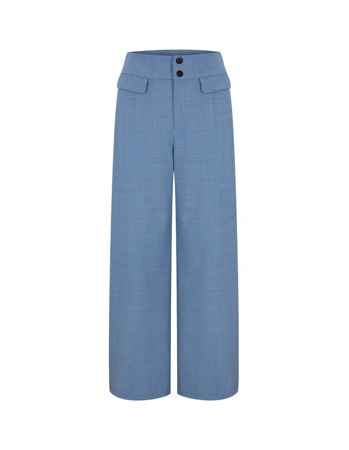 MARYLING Pants and Shorts Mist Blue WideWaisted Embellished WideLeg Pants Blue 8211 Women MARYLING Pants and Shorts Mist Blue WideWaisted Embellished WideLeg Pants Blue 8211 Women