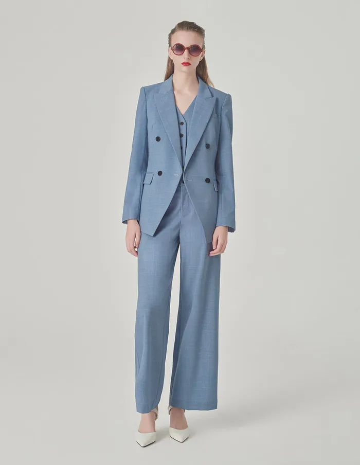 MARYLING Pants and Shorts Mist Blue WideWaisted Embellished WideLeg Pants Blue 8211 Women MARYLING Pants and Shorts Mist Blue WideWaisted Embellished WideLeg Pants Blue 8211 Women
