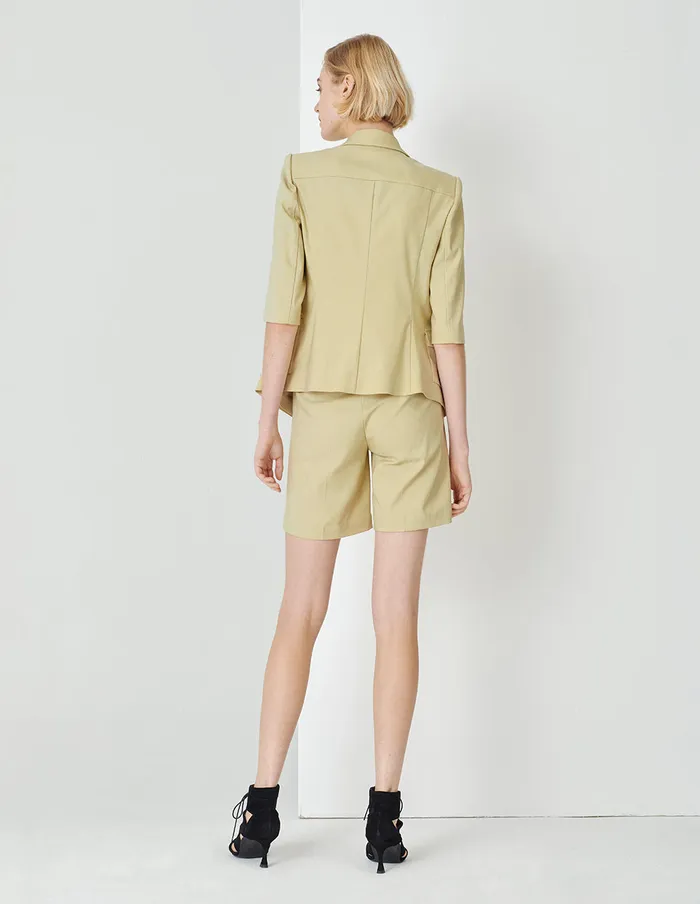 MARYLING Pants and Shorts Sand MidRise Diagonal Pocket Shorts Yellow 8211 Women MARYLING Pants and Shorts Sand MidRise Diagonal Pocket Shorts Yellow 8211 Women