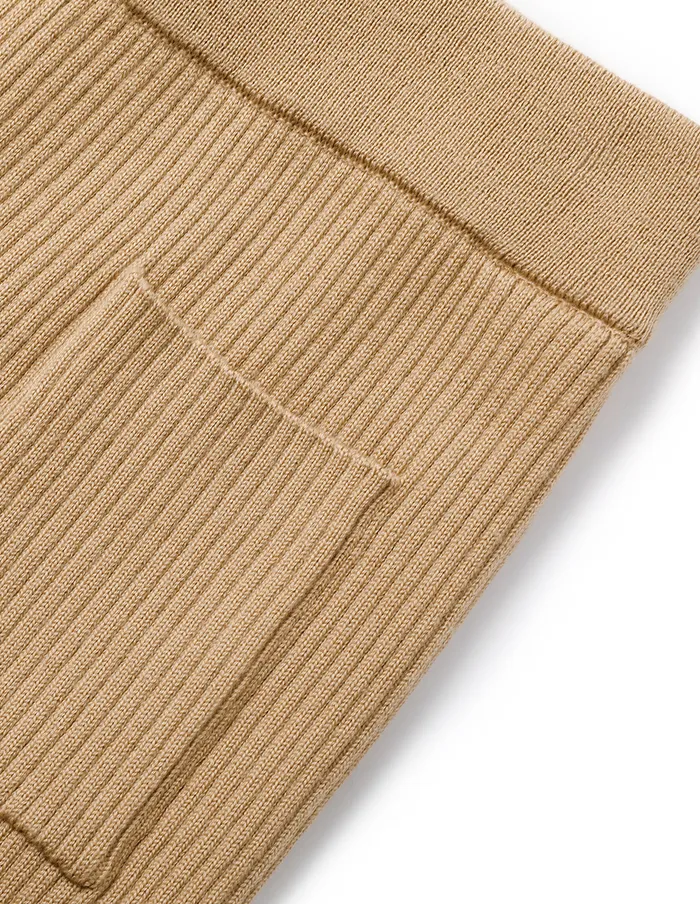 MARYLING Pants and Shorts Straight WideLeg Apricot Pocket Knitted Trousers Sand 8211 Women MARYLING Pants and Shorts Straight WideLeg Apricot Pocket Knitted Trousers Sand 8211 Women