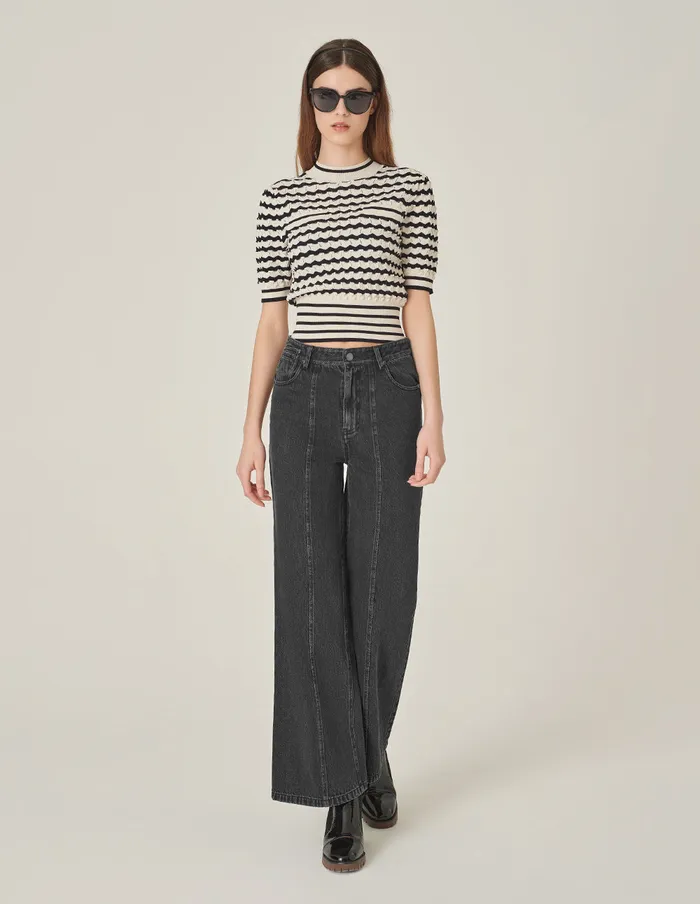 MARYLING Pants and Shorts Washed Large StraightLeg Bootcut Jeans Black 8211 Women MARYLING Pants and Shorts Washed Large StraightLeg Bootcut Jeans Black 8211 Women