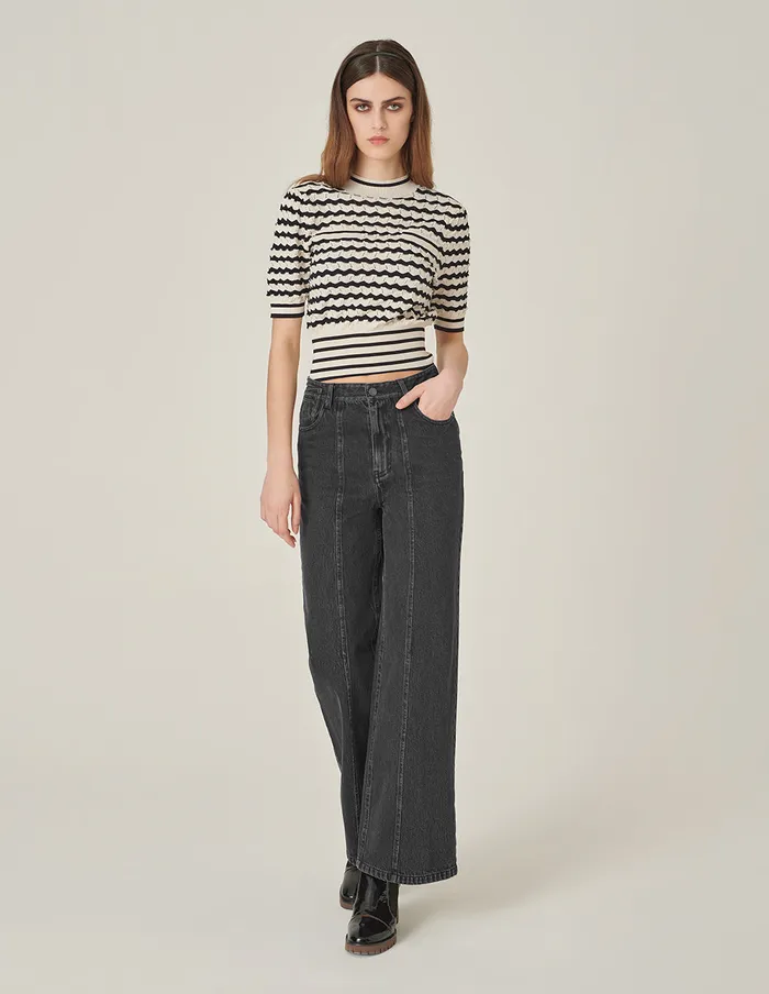 MARYLING Pants and Shorts Washed Large StraightLeg Bootcut Jeans Black 8211 Women MARYLING Pants and Shorts Washed Large StraightLeg Bootcut Jeans Black 8211 Women