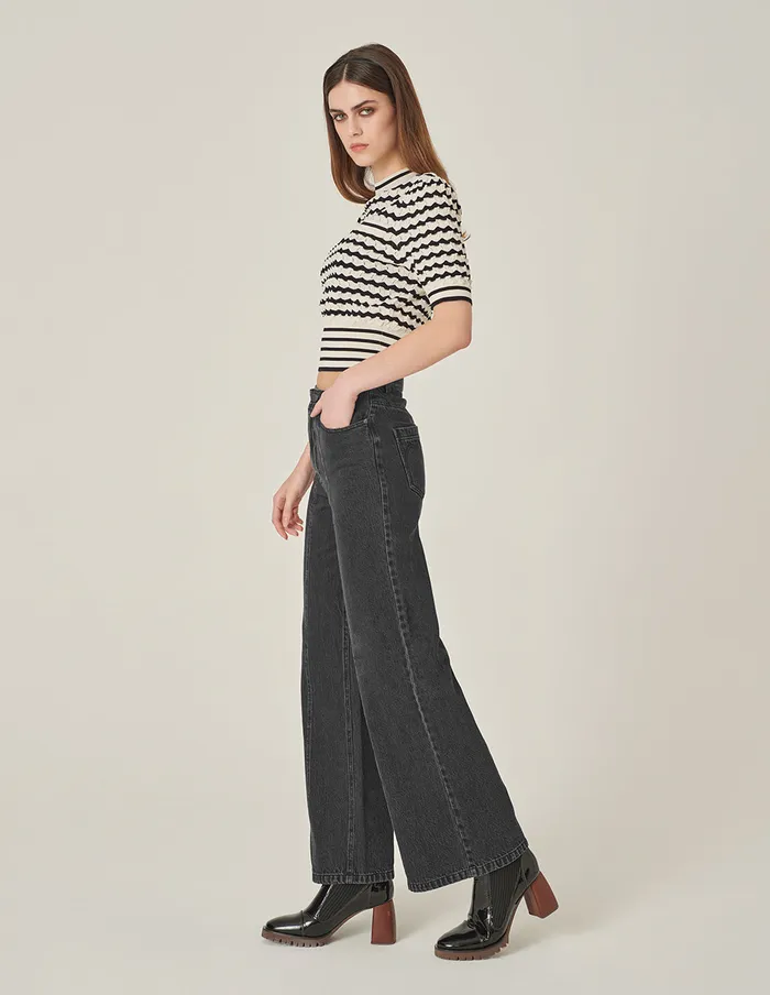 MARYLING Pants and Shorts Washed Large StraightLeg Bootcut Jeans Black 8211 Women MARYLING Pants and Shorts Washed Large StraightLeg Bootcut Jeans Black 8211 Women