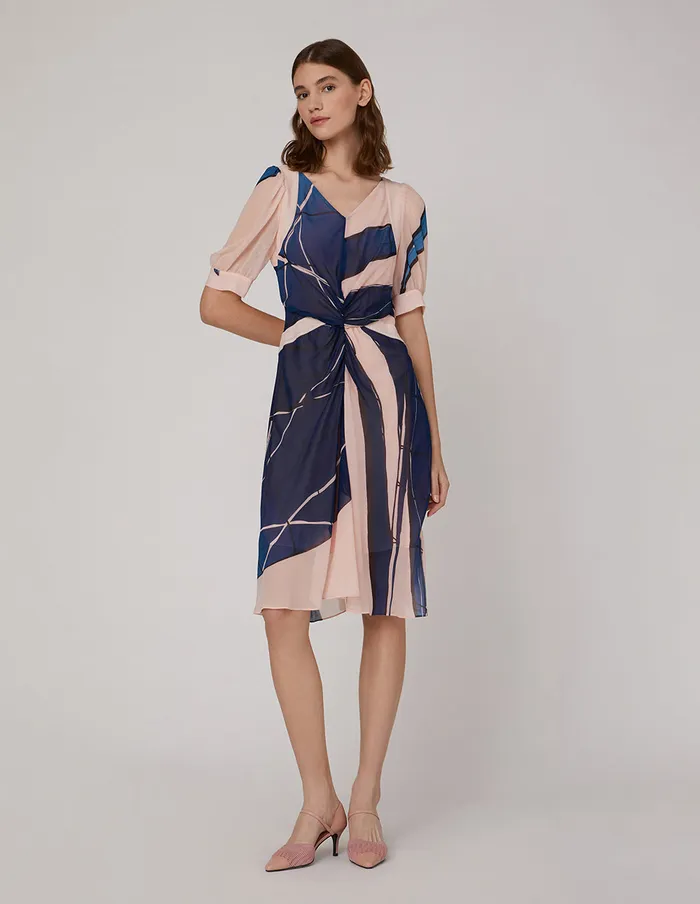 MARYLING Printed Dress Pink Vneck Fishtail Dress Mix 8211 Women