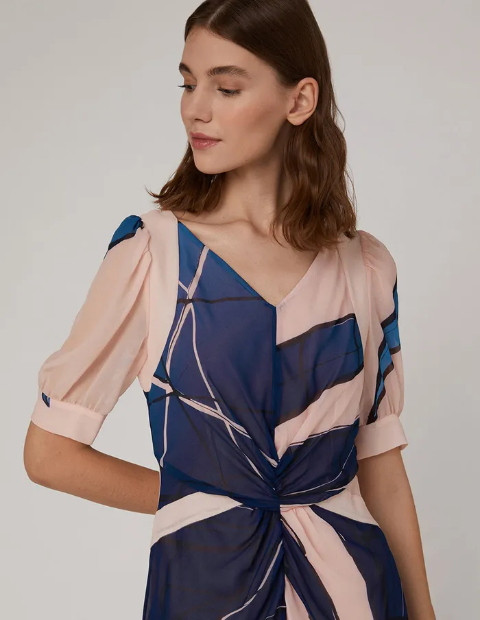 MARYLING Printed Dress Pink Vneck Fishtail Dress Mix 8211 Women MARYLING Printed Dress Pink Vneck Fishtail Dress Mix 8211 Women