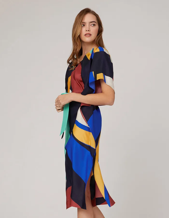 MARYLING Printed Dress Vneck Ruffled Sleeves Dress Mix 8211 Women MARYLING Printed Dress Vneck Ruffled Sleeves Dress Mix 8211 Women